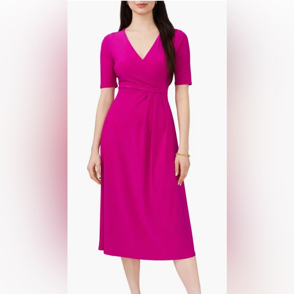 Chaus Fuchsia Midi Wrap Dress